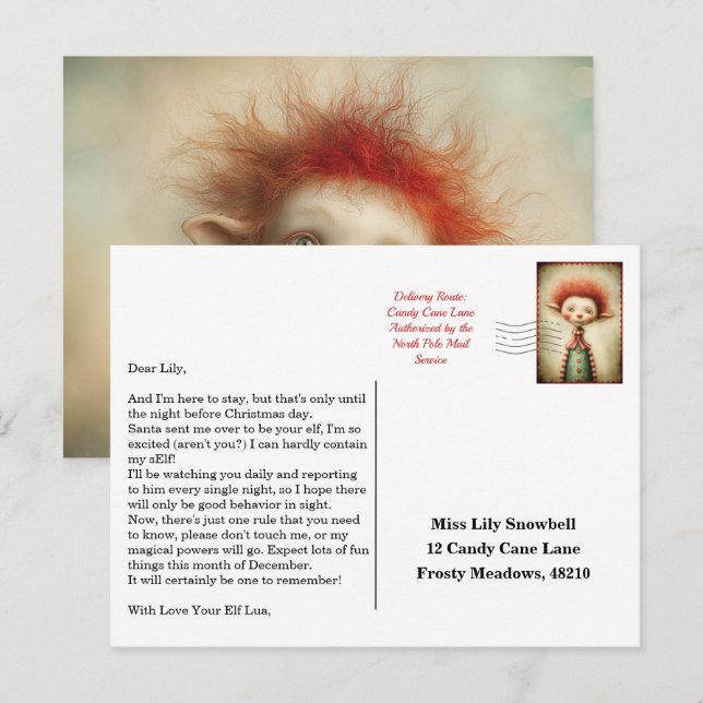 Elf Arrival Letter | North Pole Welcome Message Vykort (Fram/baksida)