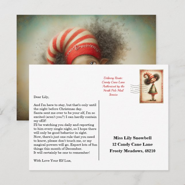 Elf Arrival Letter | North Pole Welcome Message Vykort (Fram/baksida)