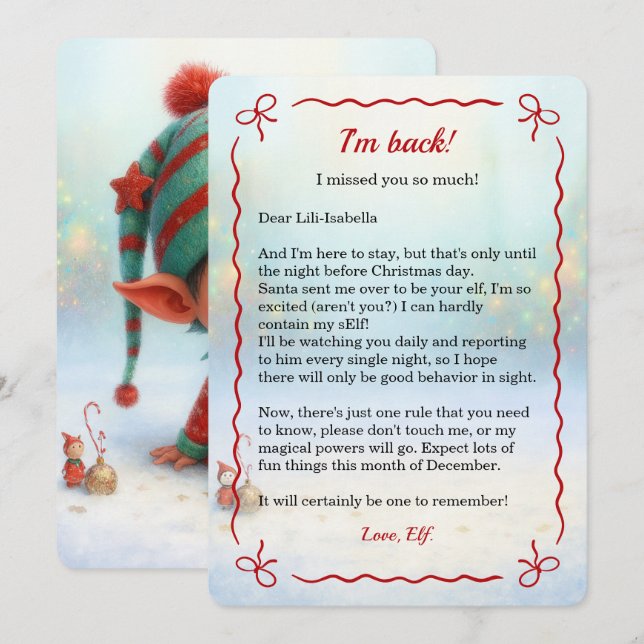 Elf Arrival Letter | Special Delivery North pole Julkort (Fram/baksida)