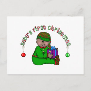 Elf Baby African American 1:a jul Helg Vykort
