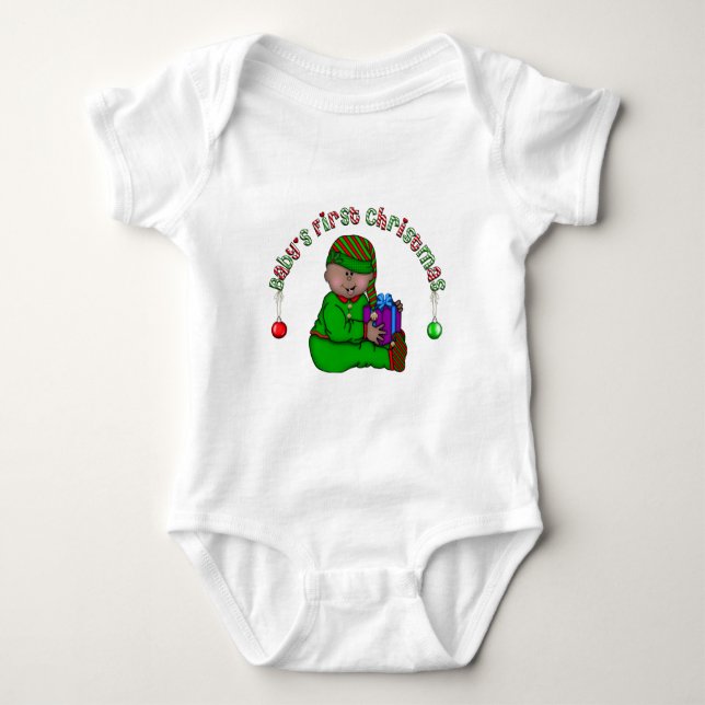 Elf Baby African American 1:a jul T Shirt (Framsida)