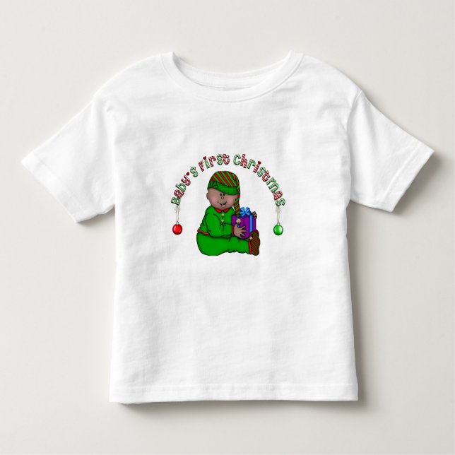 Elf Baby African American 1:a jul Tee Shirt (Framsida)