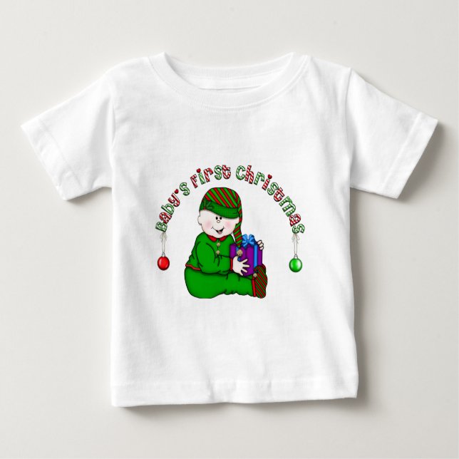 Elf Baby White First julskjortor och julklappar Tee (Framsida)