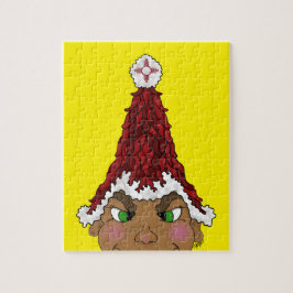 Elf bär en Red Chile Santa Hat med Zia Pussel