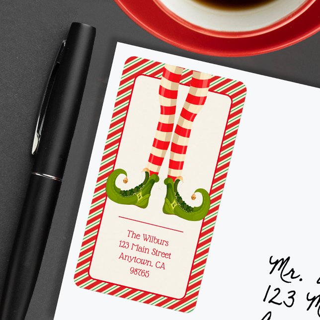 Elf Ben Helgdag - Julens Returadress Adressetikett (Elf Legs Holiday Christmas Return Address Labels)