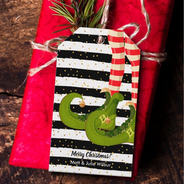 Elf Ben på Svarta och vita Rand Presentetikett (Skapare uppladdad)