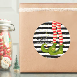 Elf Ben på Svarta och vita Rand Runt Klistermärke