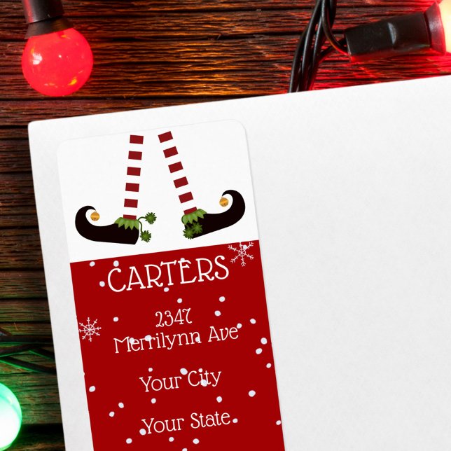 Elf Ben, Returadress för utbytbar röd bakgrund Adressetikett (Skapare uppladdad)