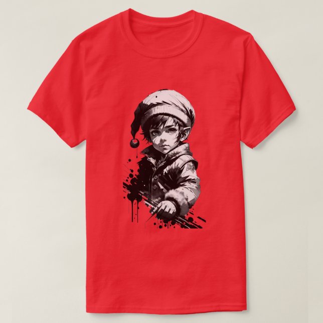 Elf Black & White Bläck jul T-Shirt (Design framsida)
