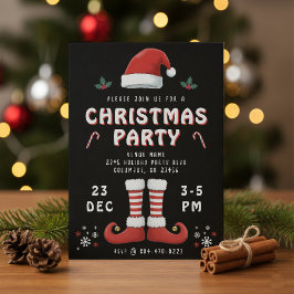Elf Boots Jultomten Hat Black jul Party Inbjudningar