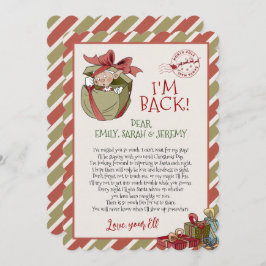 Elf Brev "Jag är tillbaka" för julinbjudan Inbjudningar