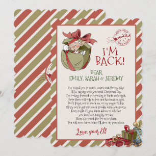 Elf Brev "Jag är tillbaka" för julinbjudan Inbjudningar