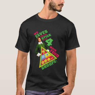 Elf Buddy Four Main Food Group Pyramid Text Portra T Shirt