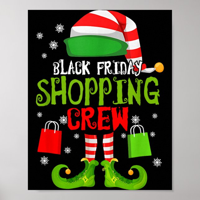 Elf Christmas Black Shopng Funny Friday Shopng Cre Poster (Framsidan)