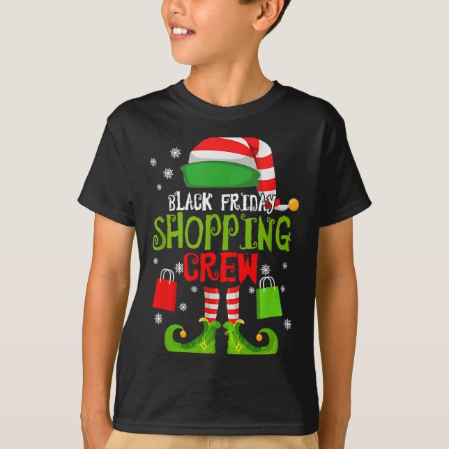 Elf Christmas Black Shopng Funny Friday Shopng Cre T Shirt (Framsida)