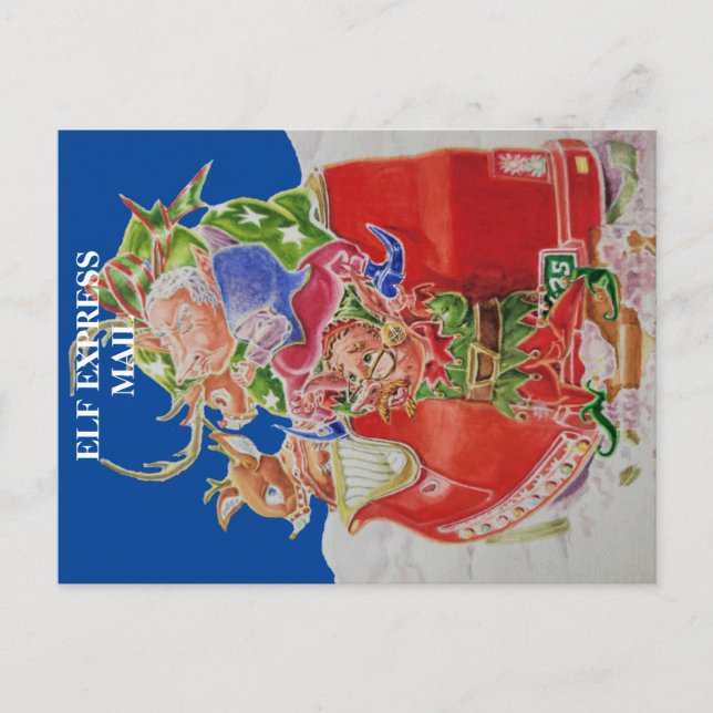 ELF CHRISTMAS POSTCARD VYKORT (Framsida)