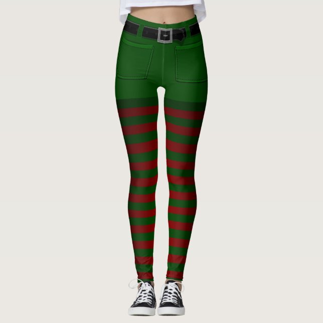 Elf Costume Leggings jul Elf Byxor (Framsida)