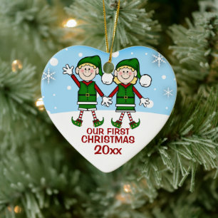 Elf Couple Första jul Ornament