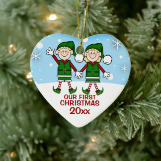 Elf Couple Första jul Ornament