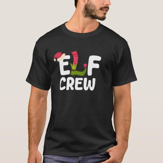 Elf Crew Christmas Family Matching Pajamas Holiday T Shirt (Framsida)