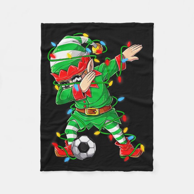 Elf Dabbing Soccer Player Christmas Dab Xmas  Fleecefilt (Framsidan)