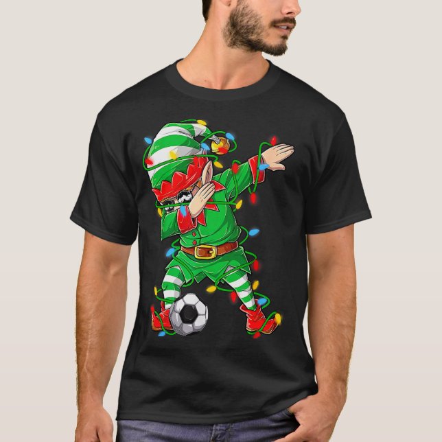 Elf Dabbing Soccer Player Christmas Dab Xmas  T Shirt (Framsida)