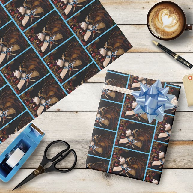 Elf Dragon Butterfly Fantasy Presentpapper (Skapare uppladdad)