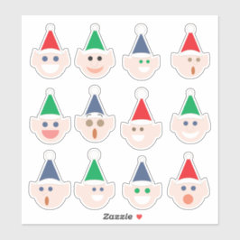 Elf (Elves) Ansikte Roligt Tecknad Helgdag jul Klistermärken