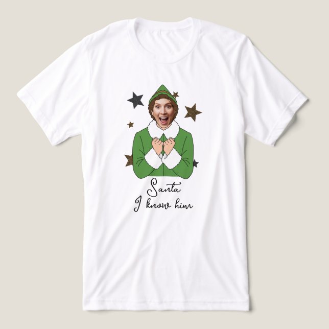 Elf Face Design with Sparkling Stars T Shirt (Design Framsida)