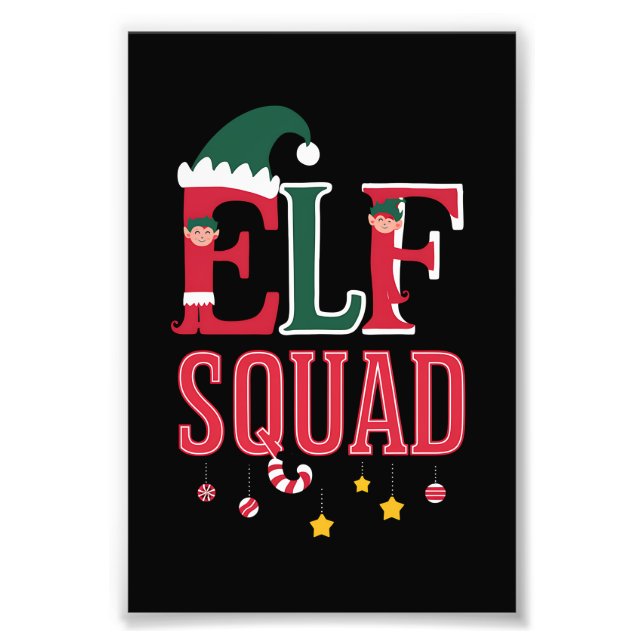 Elf-familjens julmatchning Pajamas Elf Squad Fototryck (Framsidan)