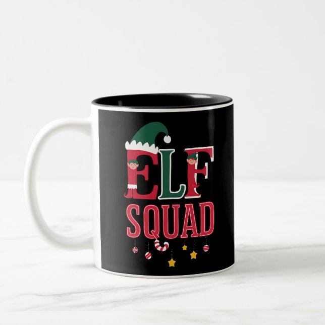 Elf-familjens julmatchning Pajamas Elf Squad Två-Tonad Mugg (Vänster)