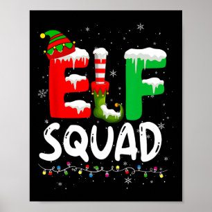 Elf-familjens julmatchning Pajamas Julafton Elf Sq Poster