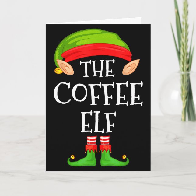 Elf Family Christmas Coffee Elf Sweater Matching C Kort (Framsida)