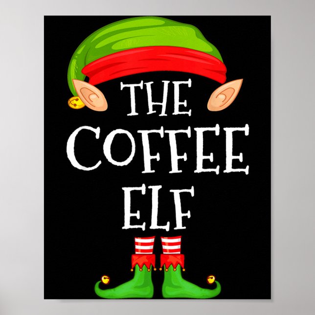 Elf Family Christmas Coffee Elf Sweater Matching C Poster (Framsidan)