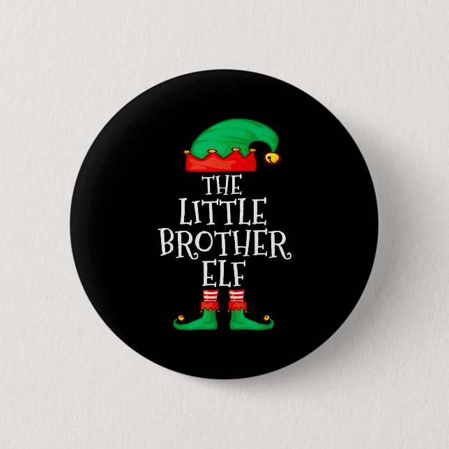 Elf Family Christmas Little Brother Elf Sweater Me Knapp (Framsida)