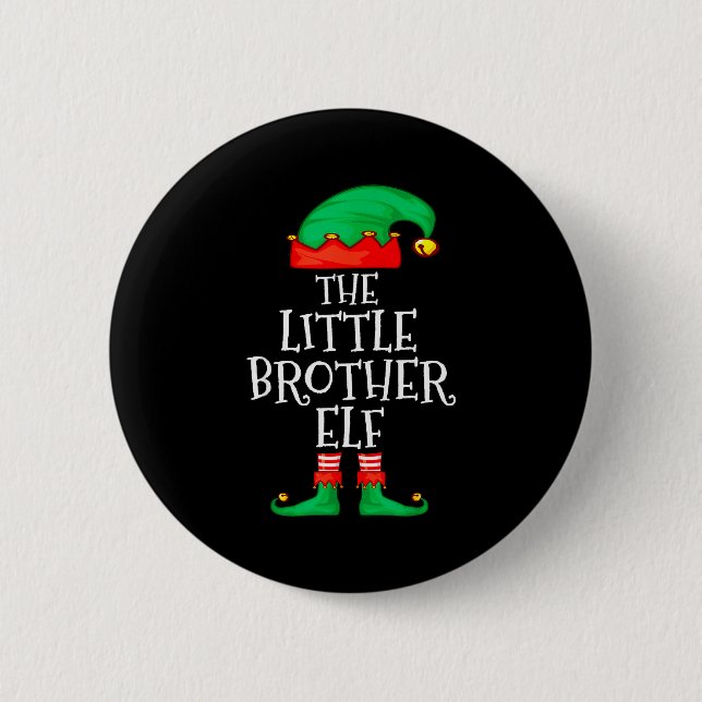 Elf Family Christmas Little Brother Elf Sweater Me Knapp (Framsida)