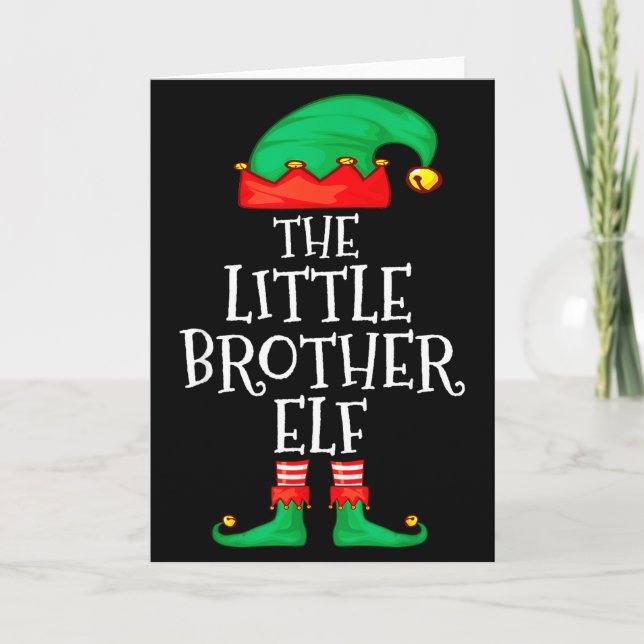 Elf Family Christmas Little Brother Elf Sweater Me Kort (Framsida)