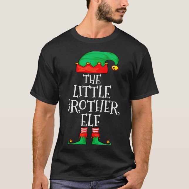 Elf Family Christmas Little Brother Elf Sweater Me T Shirt (Framsida)