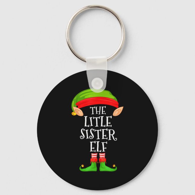 Elf Family Christmas Little Sister Elf Sweater Mat Nyckelring (Framsida)