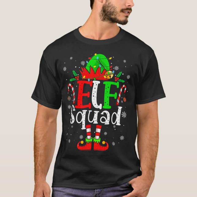 Elf Family Christmas Matching Pajamas Xmas Elf Squ T Shirt (Framsida)