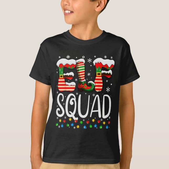 Elf Family Christmas Matching Pajamas Xmas Elf Squ T Shirt (Framsida)