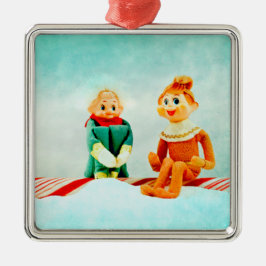 Elf första datum julgransprydnad metall