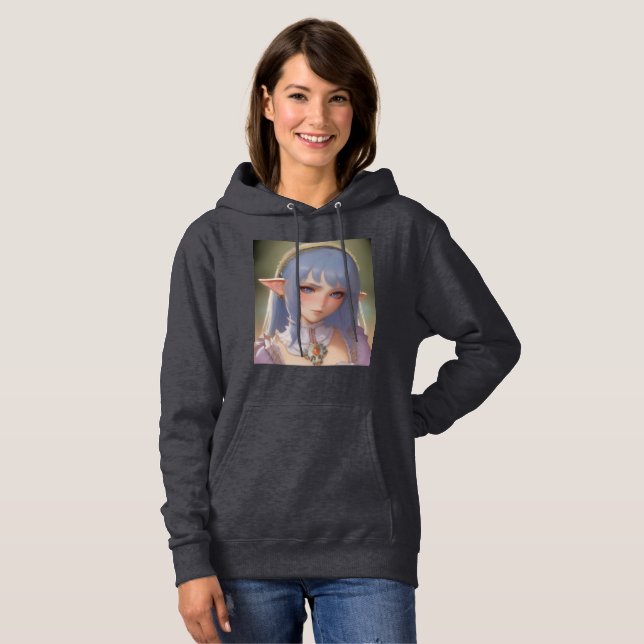 ELF GIRL ART DAM GIRLS hoodie Hoodies T Shirt (Hel framsida)
