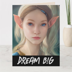 ELF GIRL FANTASY DREAM BIG FÖDELSEDAGSKORT FÖR HEN KORT