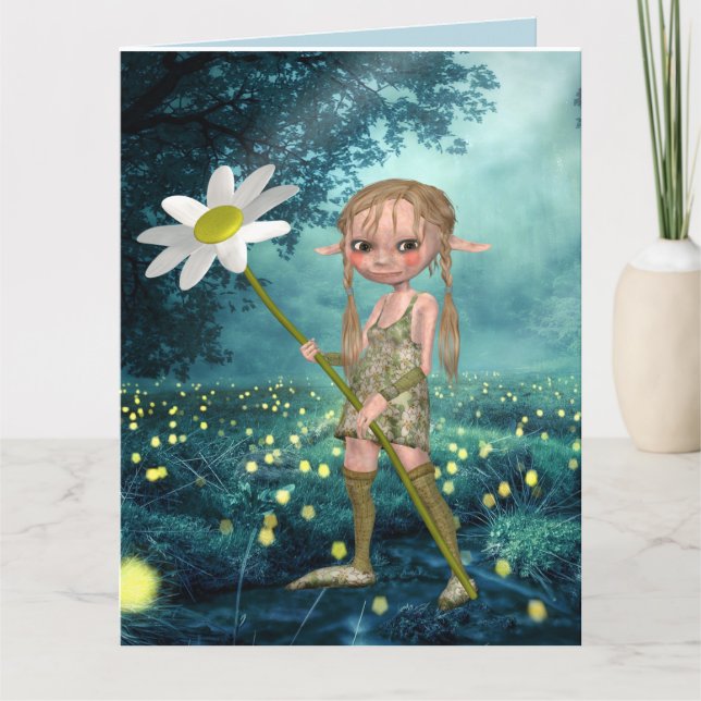 ELF GIRL FIREFLIES SKOGEST BIRTHDAY Greeting Card Kort (Framsida)