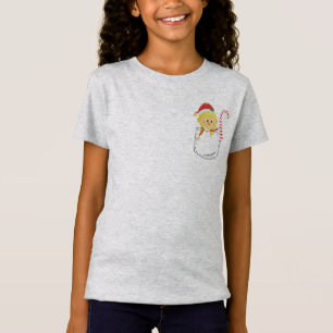 Elf Girl som håller Candy cane insida i häftad Poc T Shirt