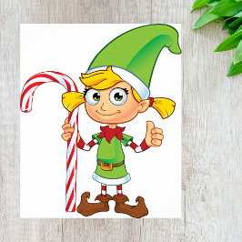 Elf Girl with Candy cane Poster