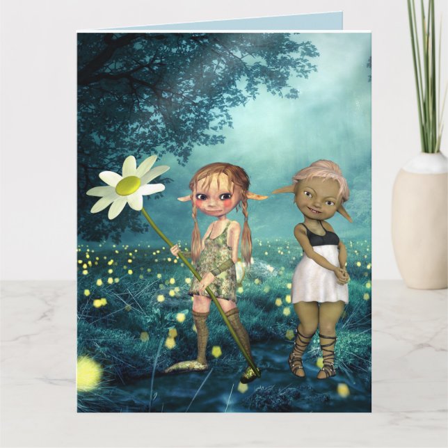 ELF GIRLS BEST BFF BIRTHDAY Greeting Cards Kort (Framsida)