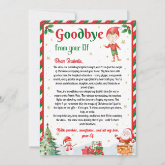 Elf Goodbye Letter Goodbye from Elf Christmas Inbjudningar