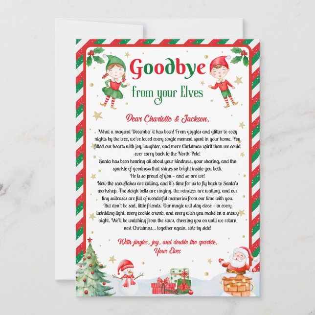Elf Goodbye Letter Goodbye from Elf Christmas Inbjudningar (Framsida)
